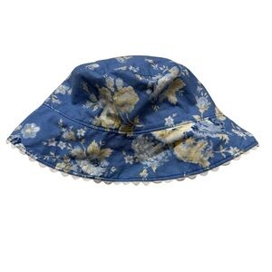 VTG Baby Gap Baby Girl Blue Floral Bucket Hat Cotton 3-6M